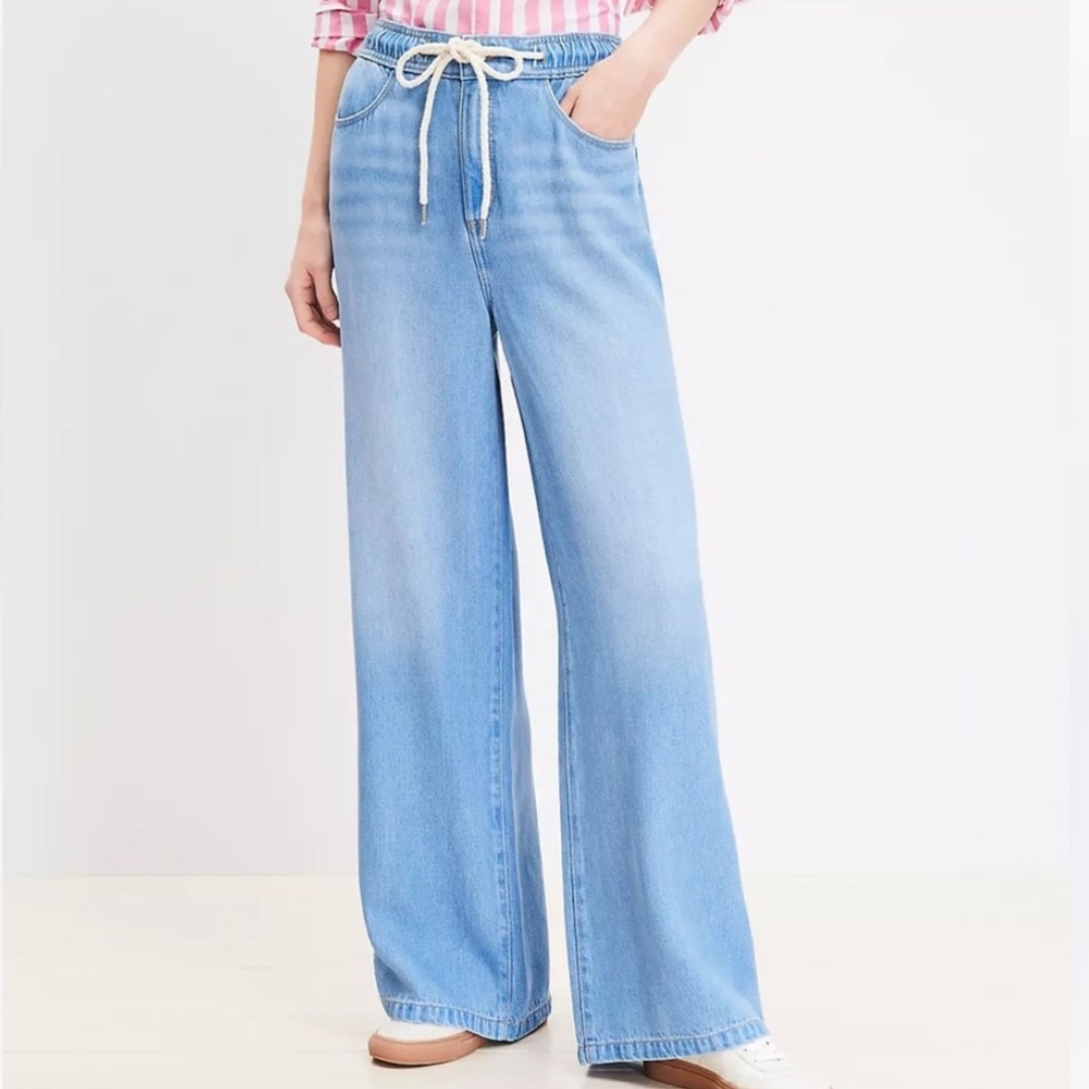 LOFT palazzo drawstring pants